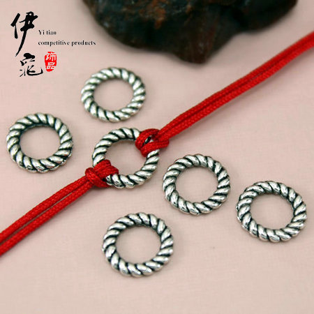 藏银合金饰品配件10mm无缝环 麻花纹闭口圆圈 首饰项链挂件连接圈