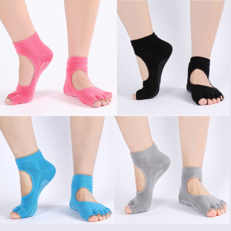 Yoga Socks Backless Open Toe Socks Women's Yoga Studio Dig Hole Dig Non-slip Yoga Leaky Fingers Five Fingers Yoga Socks