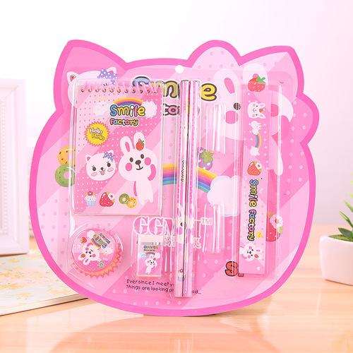 Round disc eight-piece set stationery gift box office school supplies cartoon creative children's day birthday gift