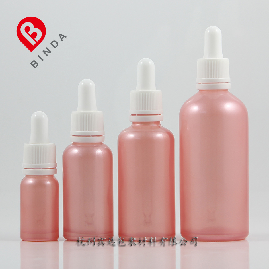 杭州宾达 小头防盗圈10/30/50/100ml粉红色喷涂玻璃滴管瓶