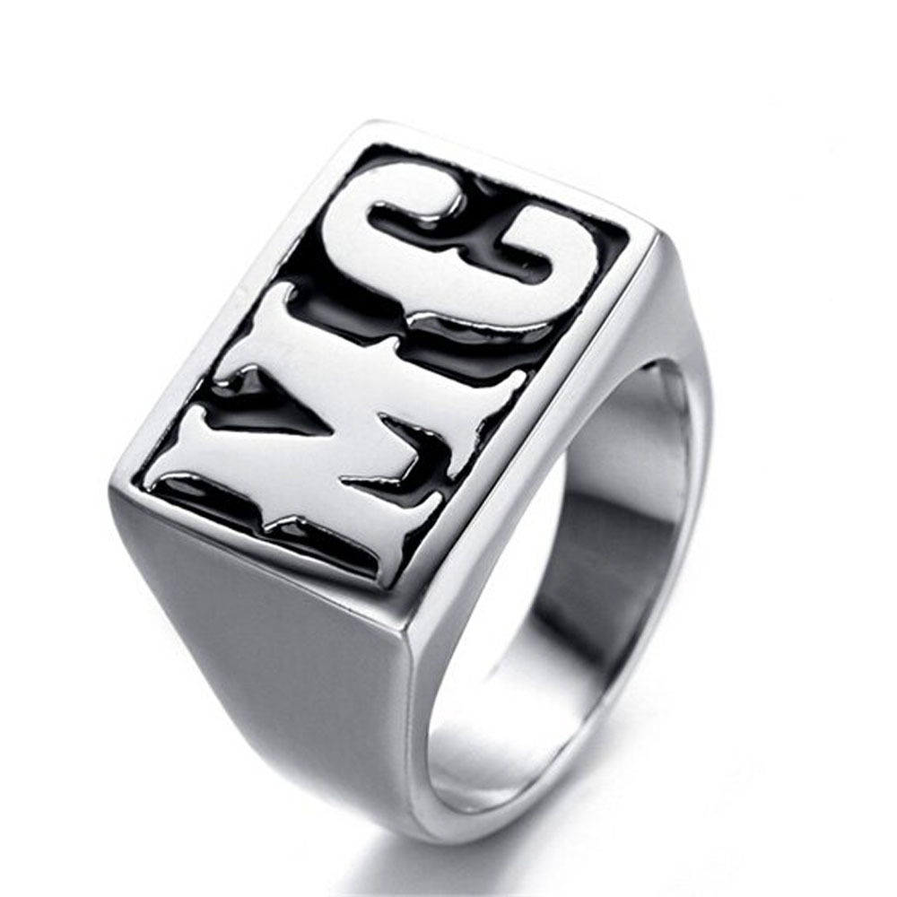 Rings Classification Retro Letter Titanium Steel Enamel Men's Rings