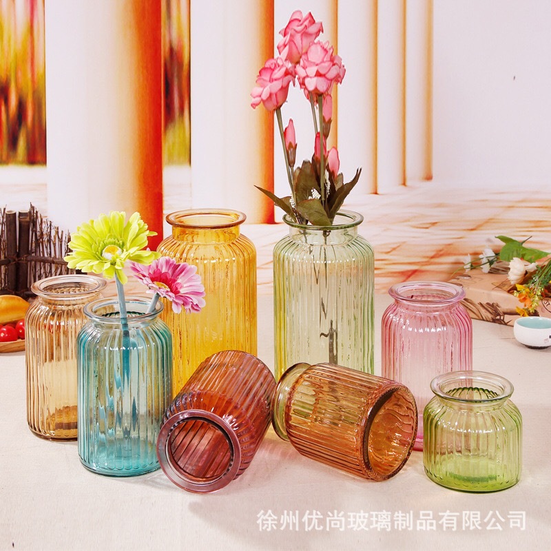 European style Retro Mediterranean Sea originality Glass Vase colour transparent Simplicity Pastoral wind Home Decoration Hydroponics vase