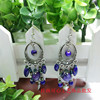 Ethnic antique accessory, retro fashionable long earrings, ethnic style, with gem, wholesale