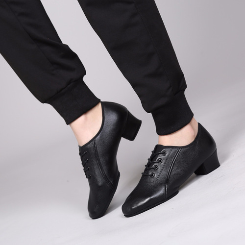 New men's dance shoes genuine leather dance shoes Latin dance shoes indoor cowhide modern dance shoes children's dance shoes square