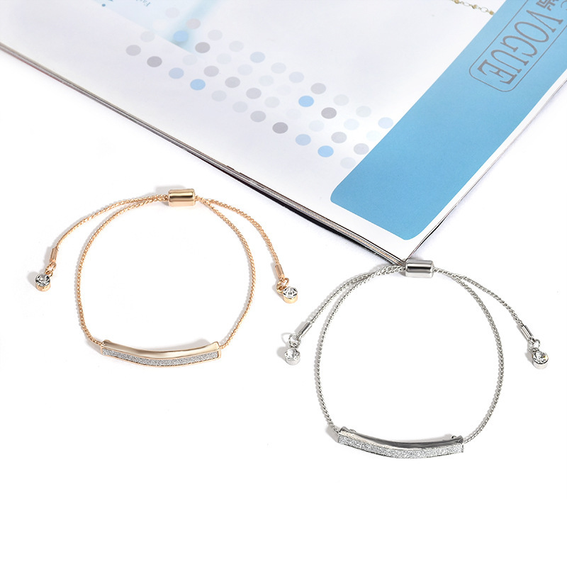 新品时尚简约镶钻长条手链 日韩百搭几何可调节创意手链厂家批发