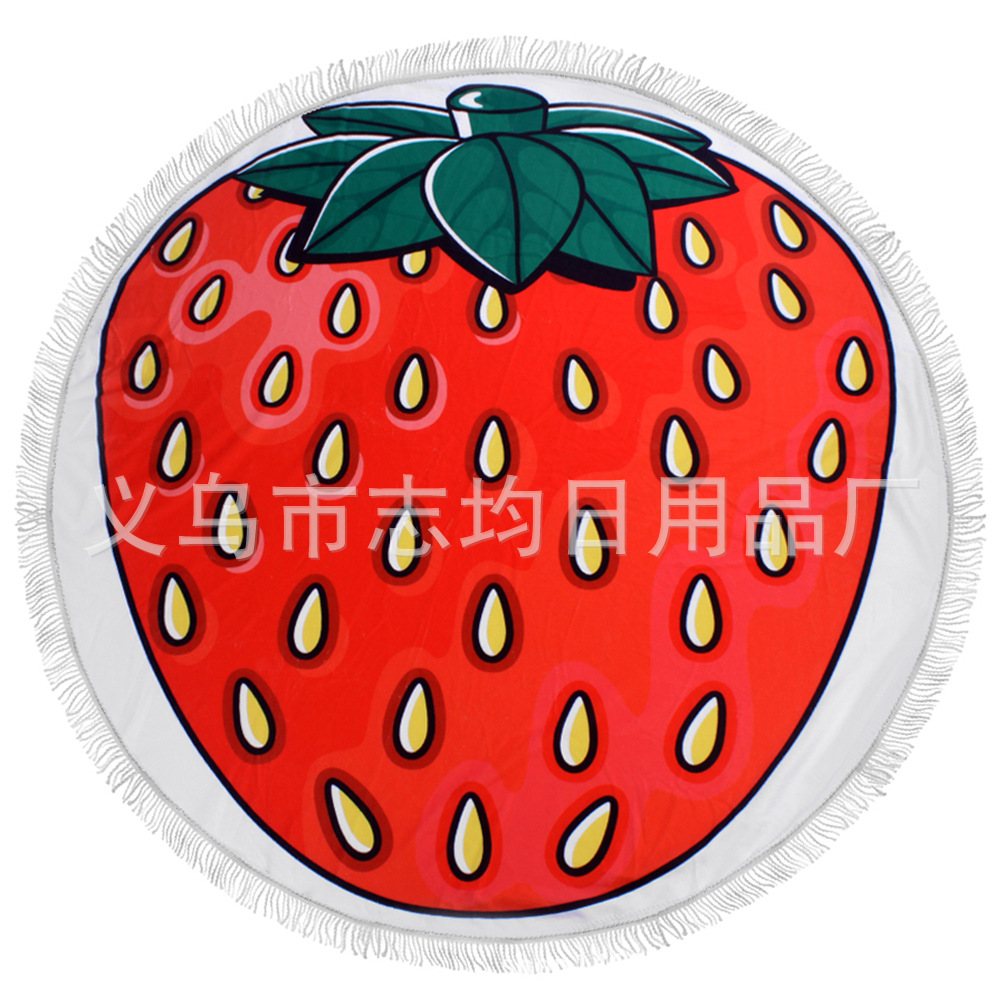 現貨歐美風活性印花冰泣淋圖案流蘇圓形沙灘巾 披肩沙灘浴巾定制