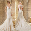 Sexy Halter Fishtail Wedding Lace Fishtail Trailing Wedding Dress