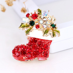 Korean Cartoon Christmas Gift Harajuku Style Christmas Boots Crystal Color Diamond Brooch Badge Women’s Accessories One Piece Purchasing Agency