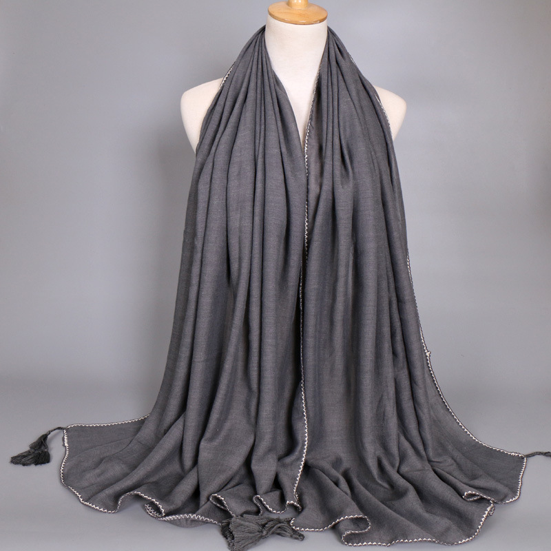 #4灰色 (2) 厘纱丝巾挂须饰品2017秋