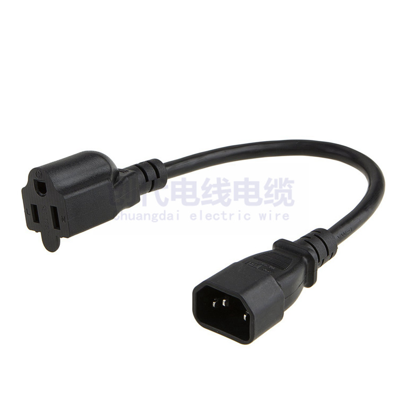 工厂直销  美式母座 三芯公母对插电源线 加拿大美国三插UL插头线