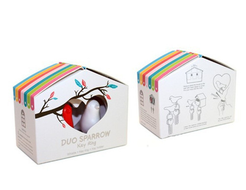 Couple bird house key chain creative key anti-lost device sparrow bird key hanging new and unique event small gift