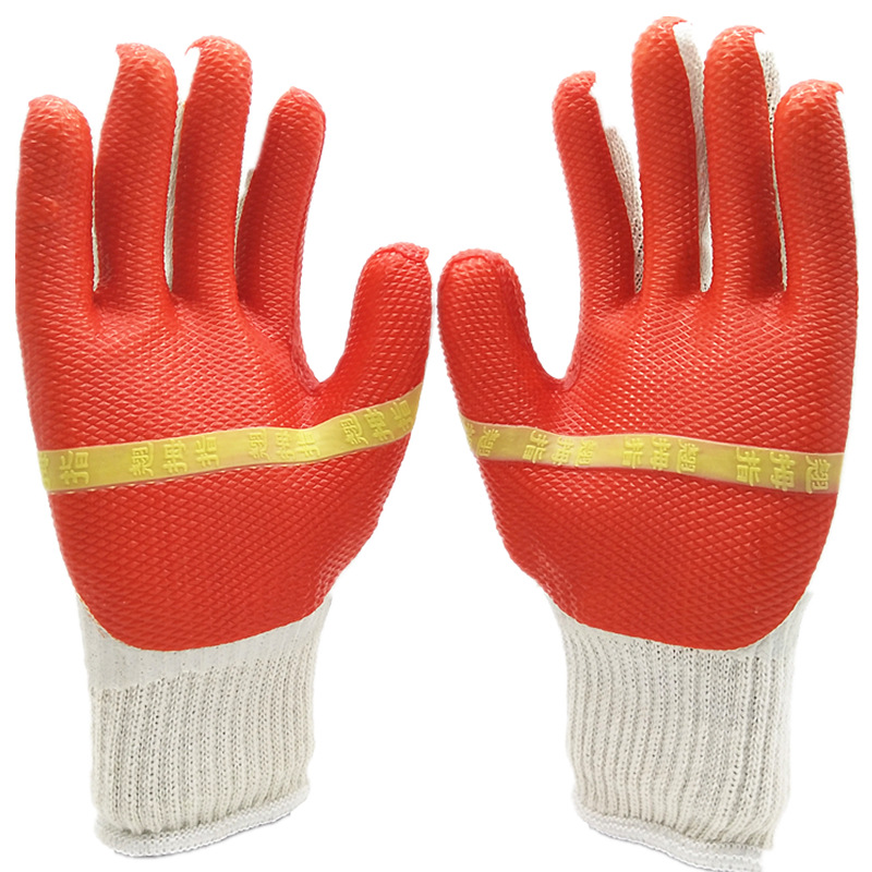 批发翘拇指胶片手套 线胶手套 工业橡胶手套劳保手套