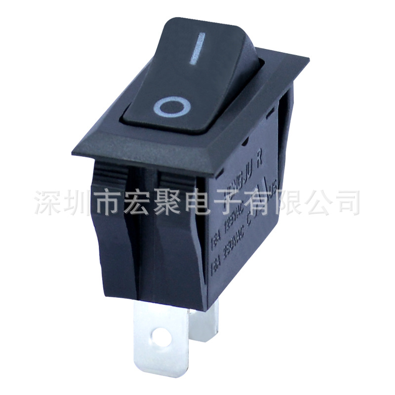 HONGJU  R-2 16A250 32*16.5全黑船型翘板开关2P CQC UL TUV ROHS