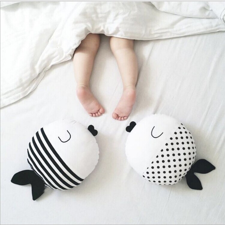 ins Cloth toys stripe Wave Small fish Doll baby Appease Accompany sleep doll children Cartoon pillow