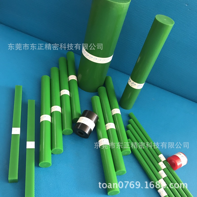 绿色优力胶进口聚氨酯胶棒PU棒优力胶棒板料韩国巨人重载负荷包胶