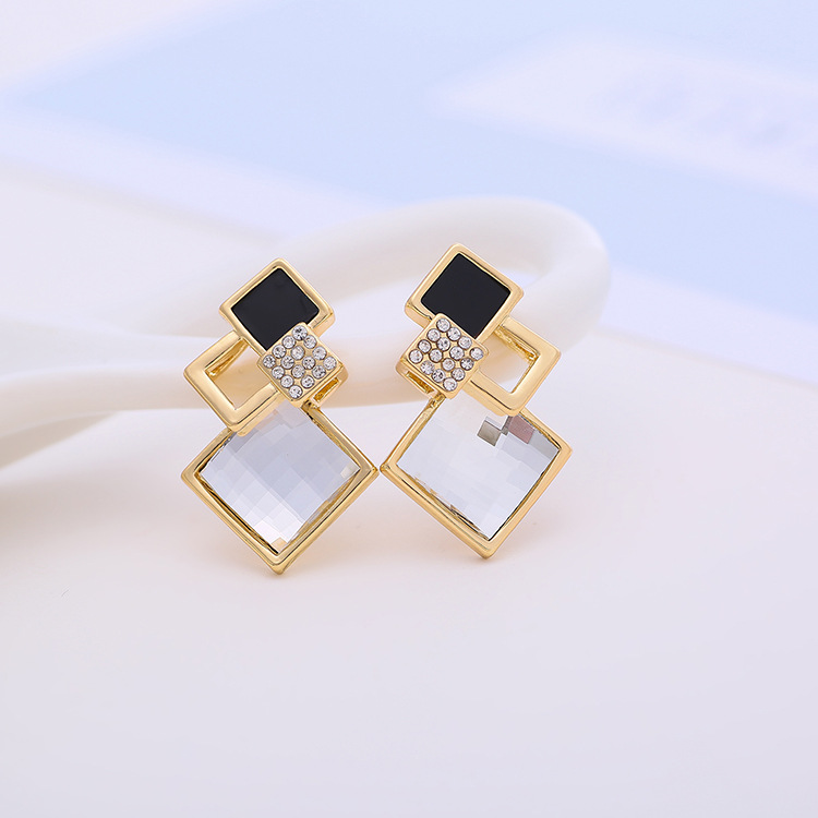 Geometrische Kristall Ohrstecker Für Damen Modeschmuck_voghion.com