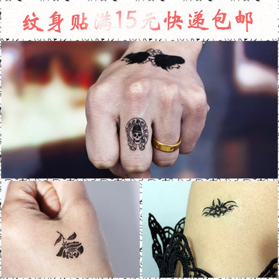 新个性创意防水纹身贴纸字母卡通小清新花臂男女款时尚一次性纹身