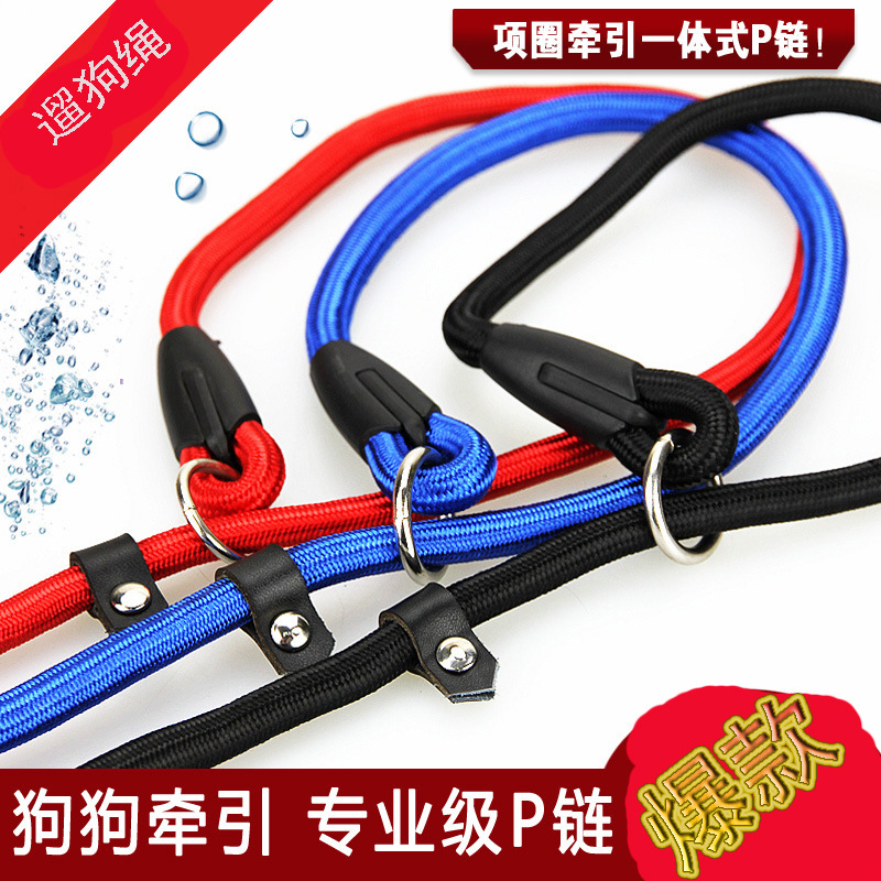 厂家大量供应宠物项圈牵引绳狗狗牵引带优质仿尼龙P链子