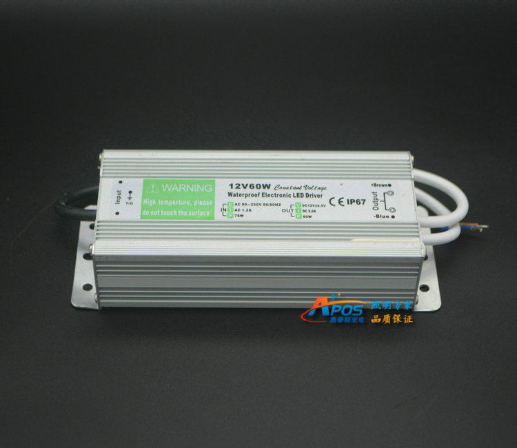 低压LED灯带专用防水开关电源12V60W长条迷你变压器 220V转12V