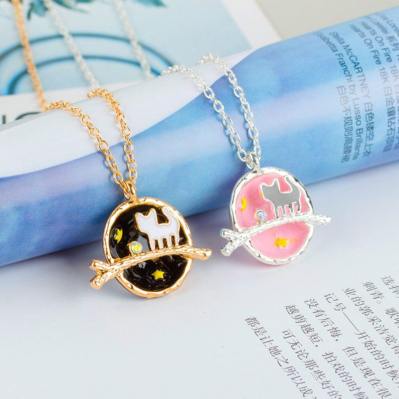 Fashion Japanese Cosmic Gem Kitten Long Alloy Necklace Wholesale display picture 3