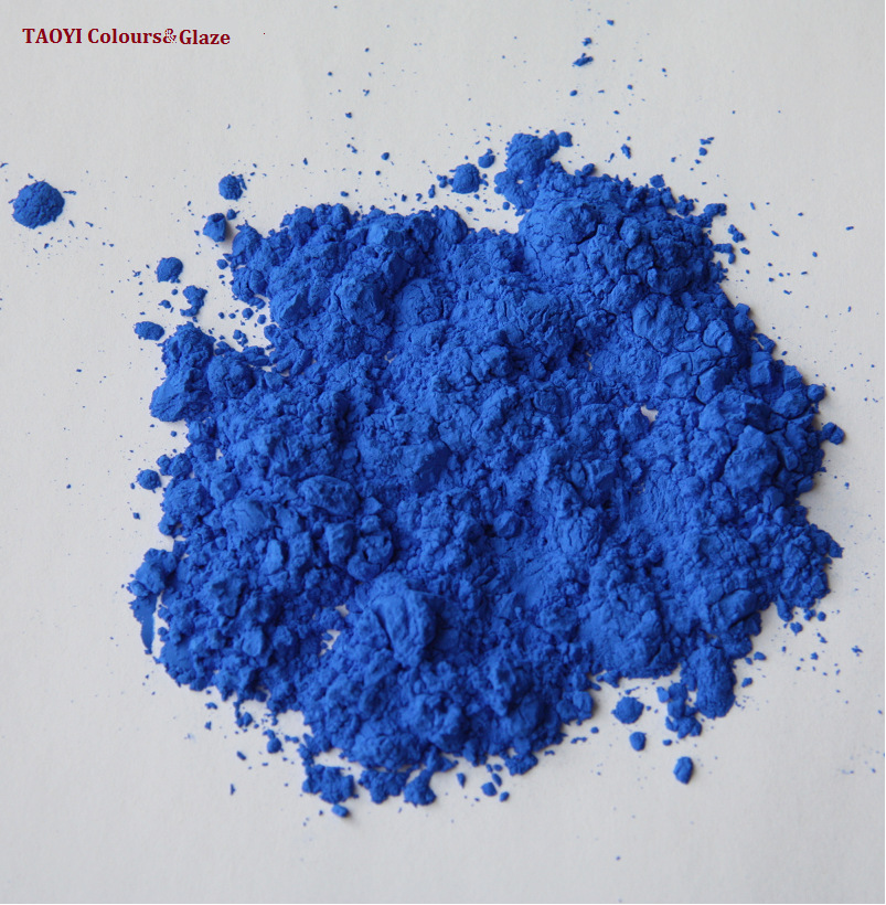 佛山陶一色釉 水晶玻璃马赛克 热熔玻璃用800度 亮蓝色釉颜料|ms