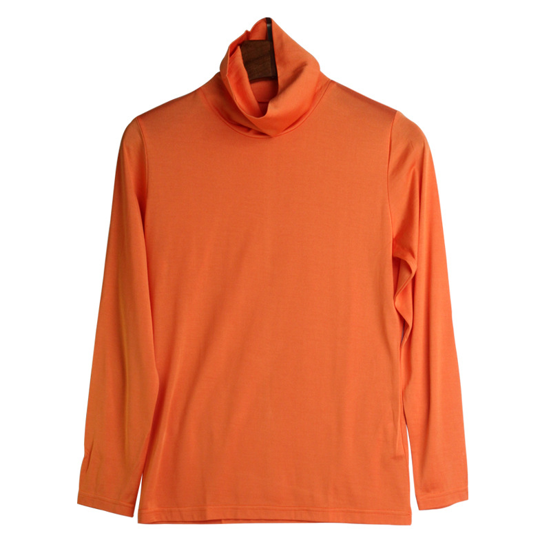 100 Silk Knit Turtleneck Long Sleeve T Shirt Soft Lightweight Solid Color Autumn Winter Womens Essential Top