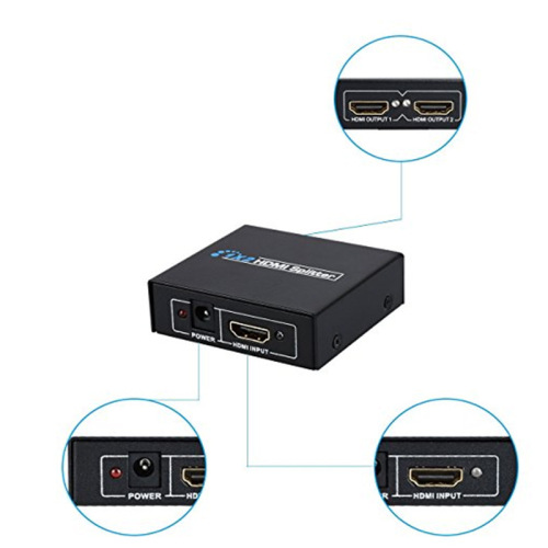 HDMI Splitter High Definition Video Distributor 1-to-2 Switcher One Input Two Outputs One Input Two Outputs 1080P