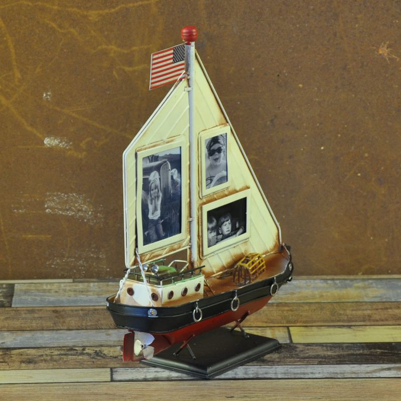 新款手工帆船照片墙 金属工艺品装饰 家居生日礼物摆件详情图5