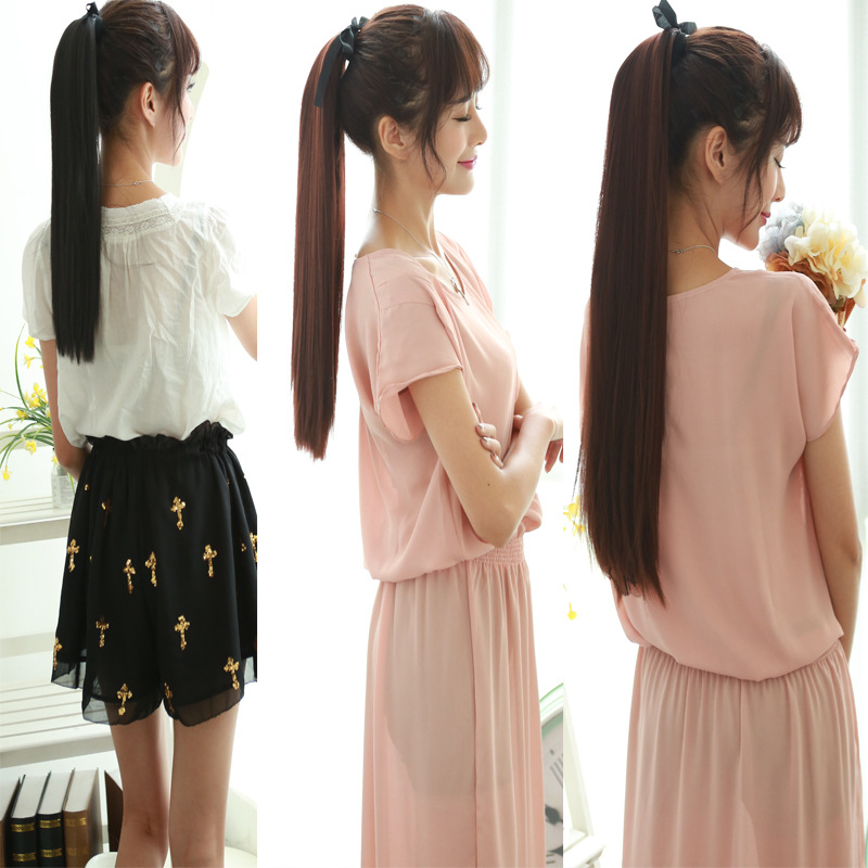 Wig Ponytail Straight hair Ponytail Bandage-style ponytail Long straight hair Mawei extended Hair piece