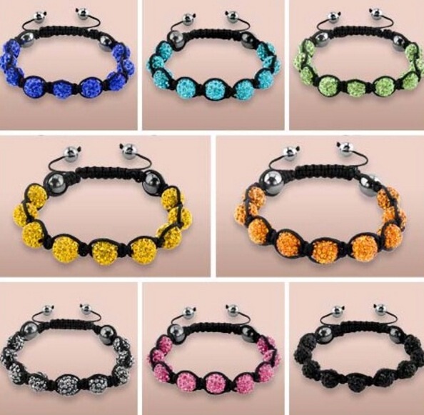 10mm 9 Diamond Balls Woven Shambhala Bracelet Soft Clay Women Europe and America