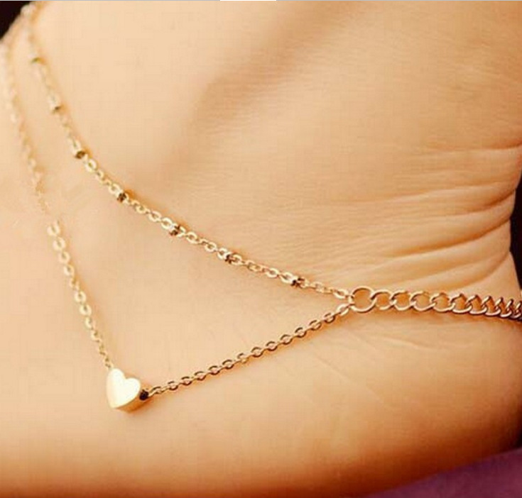 ankle bracelet heart-shaped heart shaped with tassels