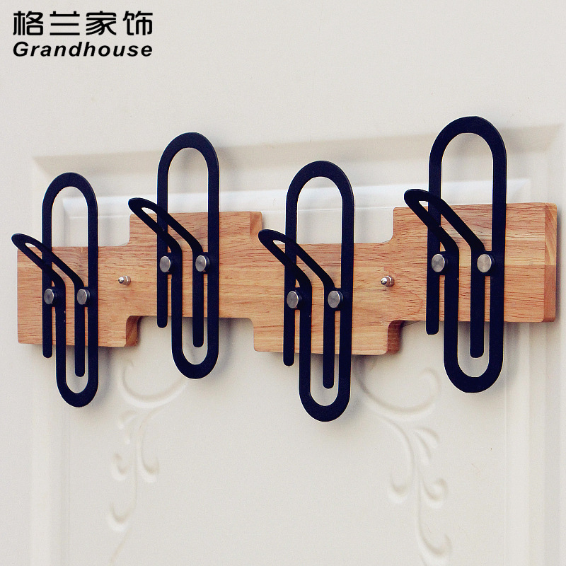 Oak Iron Art Free nail coat hook After the door Coat rack Strength Viscose originality Clothes hanger solid wood Entrance Wall