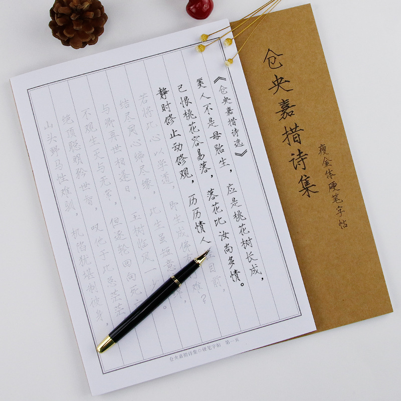 CANGYANG GYATSO CI 컬렉션 성인 펜 COPYBOOK COWHIDE 커버 하드 펜 서예 복사 하드 펜 얇은 골드 카피북