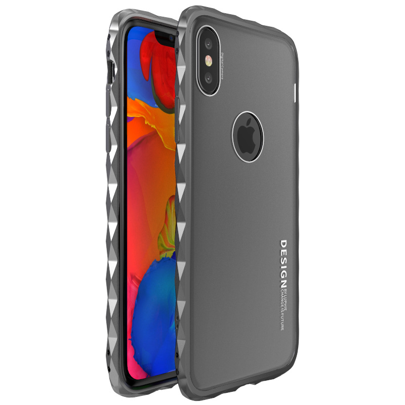 Luphie Diamond Edge Slim Light Aluminum Bumper Frosted PC Back Cover Case for Apple iPhone X