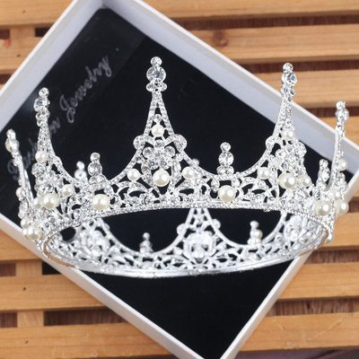 巴洛克公主高档大号圆形新娘皇冠新娘饰品精品头饰手工水晶婚饰