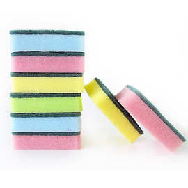 刷锅洗碗海绵百洁布 高密厨房去污抹布  彩色厨房清洁海绵擦8个装