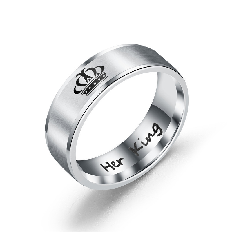 Titanium Steel Retro Love Ilove You Hand In Hand Couple Ring display picture 6