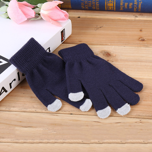 Korean version of autumn and winter touch screen gloves for men and women, touch screen gloves, woolen warm mobile game magic gloves wholesale