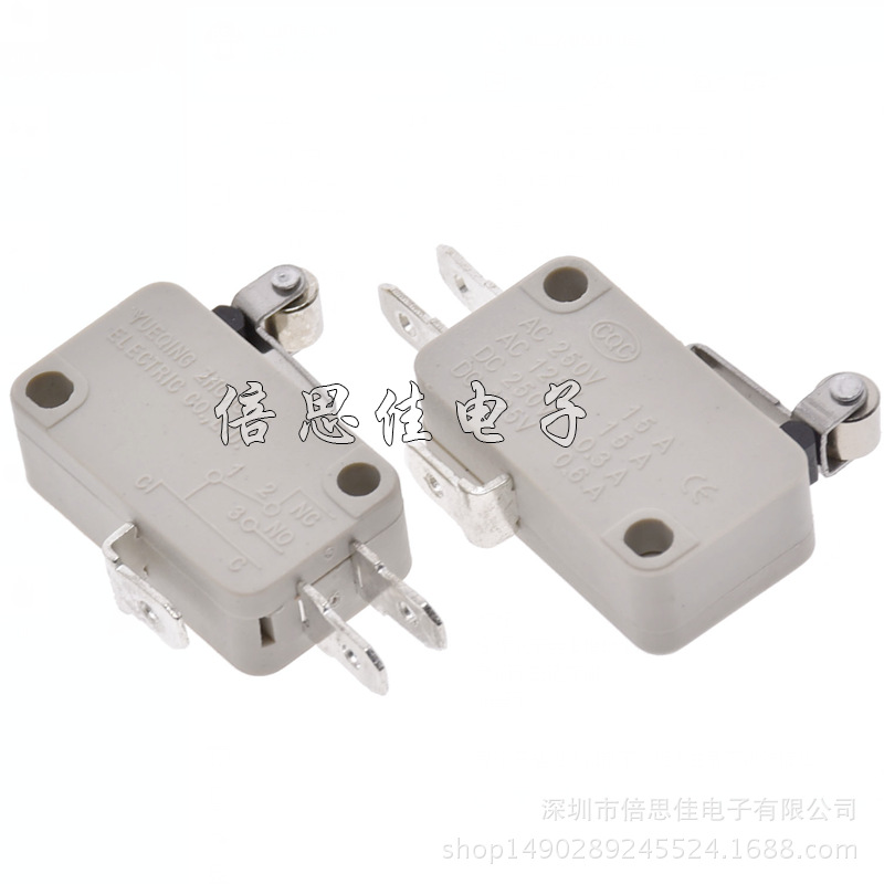 带滚轮微动开关点动开关行程开关3脚带轮大型微动开关AC250V 15A
