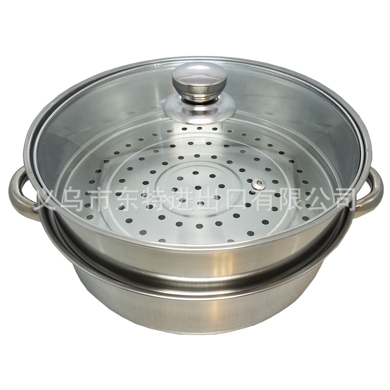 Factory direct sales 28cm stainless steel soup and steam dual-purpose pot, multi-purpose steamer, gift single-bottom 2-layer steamer detail image 10