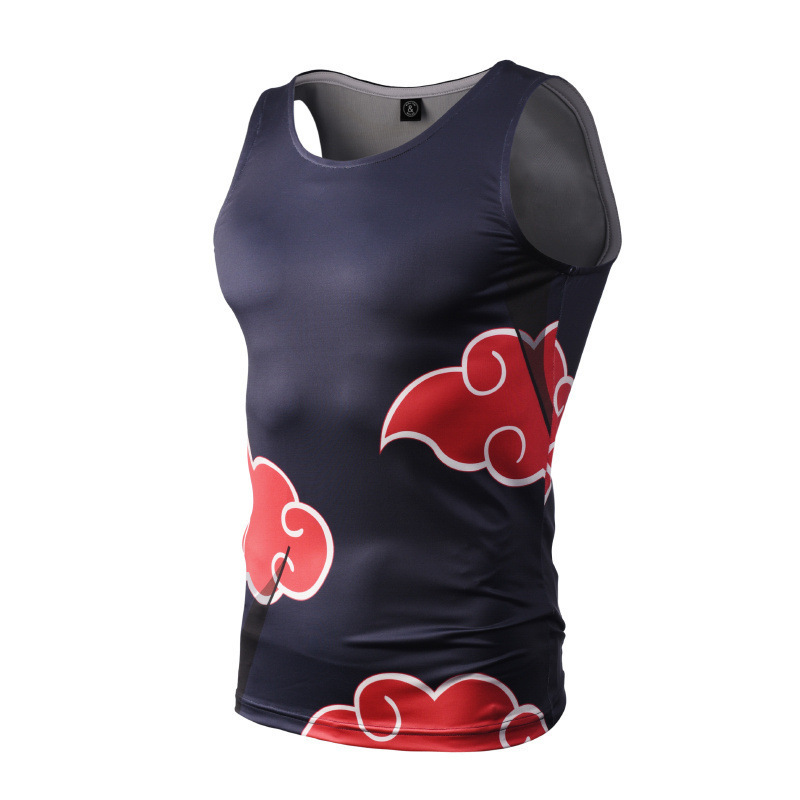 2017 New Spring and Summer Men's Trendy Printed 3D Anime Naruto Akatsuki Sleeveless Sports Vest Breathable