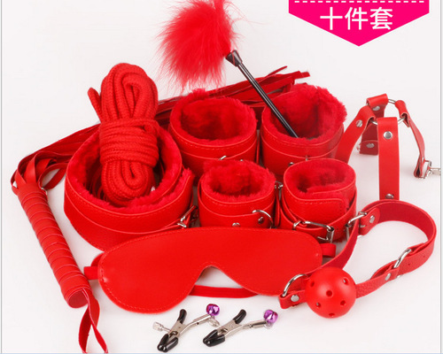 Interesting ten-piece plush leather set of 10 adult sex toys, bondage, alternative couple sex products wholesale