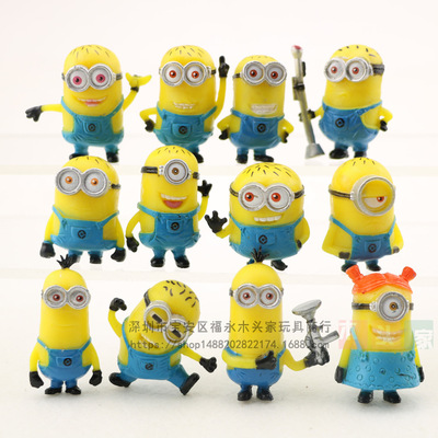 動漫周邊 12款神偷奶爸小黃人公仔q版微景觀擺件情景蛋糕裝飾模型