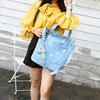 Retro denim one-shoulder bag, bag strap, handheld shopping bag with zipper, 2022 collection, Japanese and Korean