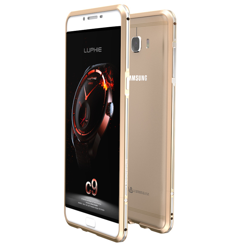 Luphie Bicolor Blade Sword Slim Light Aluminum Bumper Metal Shell Case for Samsung Galaxy C9 Pro