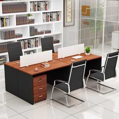 定制实木办公桌四人位双人位组合电脑桌屏风办公桌简约现代