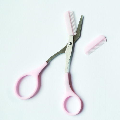 Jili sharp Korean card-mounted eyebrow scissors stainless steel eyebrow trimming scissors with comb makeup tools small scissors