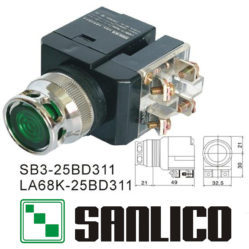 带变压器式弹簧复位按钮 SB3(LA68K KS11)-25BD311