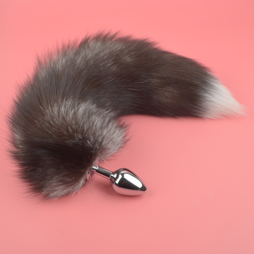 Small metal dog tail anal plug, real hair tail anal plug, fox anal plug, adult alternative sex product