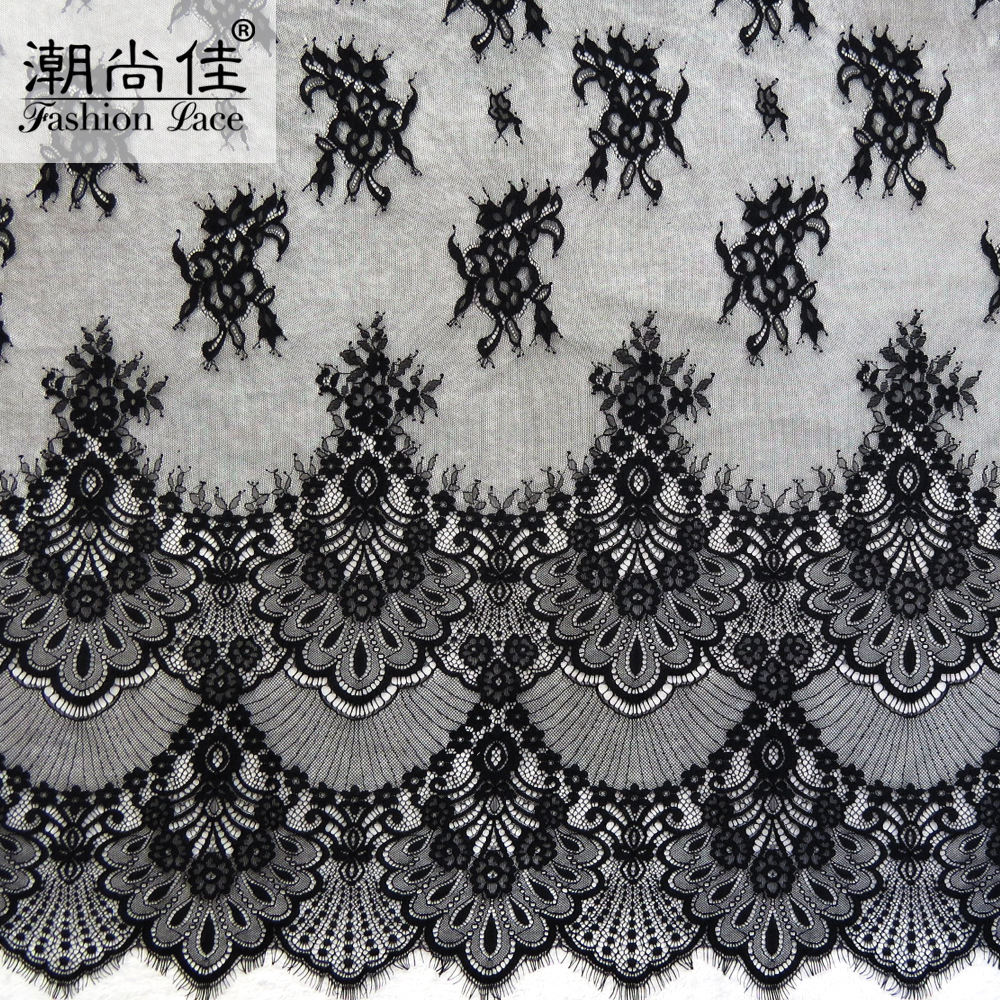 现货市场热销 睫毛花边 连衣裙蕾丝面料 蕾丝花边绣花睫毛花边